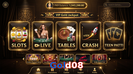 Main screen of Gold08 casino page for PK players