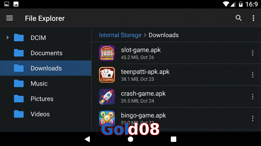 Main screen of Gold08 gameapk page for PK players